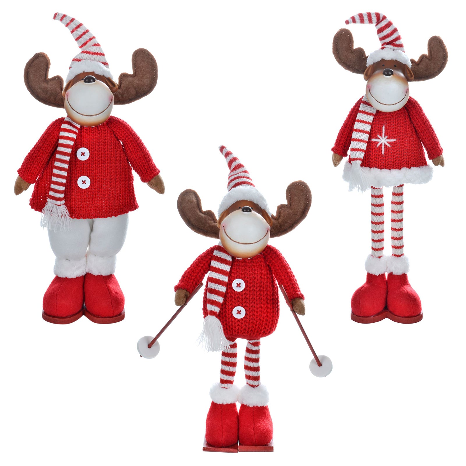 Mr Crimbo Plush Reindeer Figure Novelty Decoration Red White - MrCrimbo.co.uk